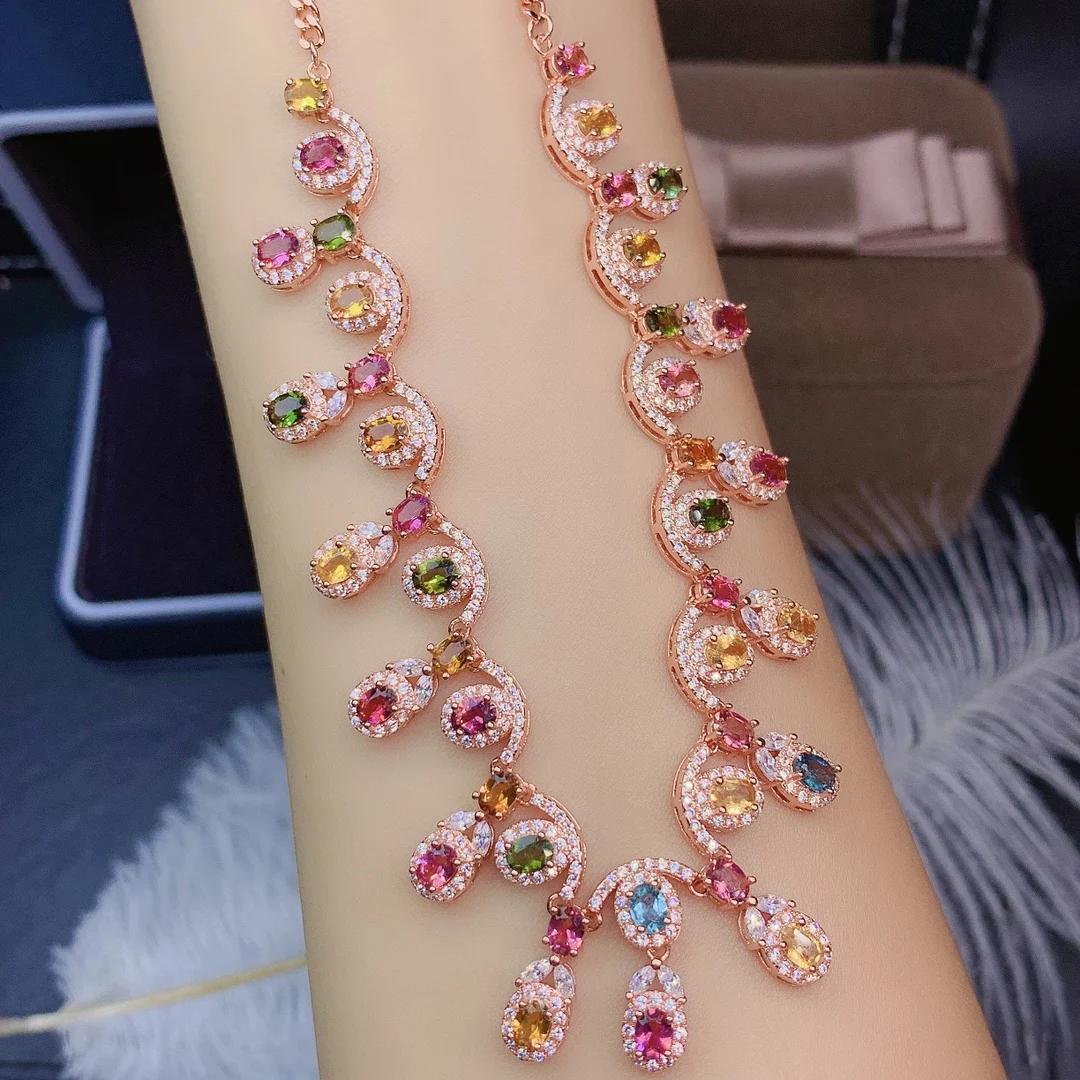 Tourmaline Stone Necklace Women's Silver 925 Jewelry Quality Perfect free delivery women's gem Christmas gift necklace Pendant