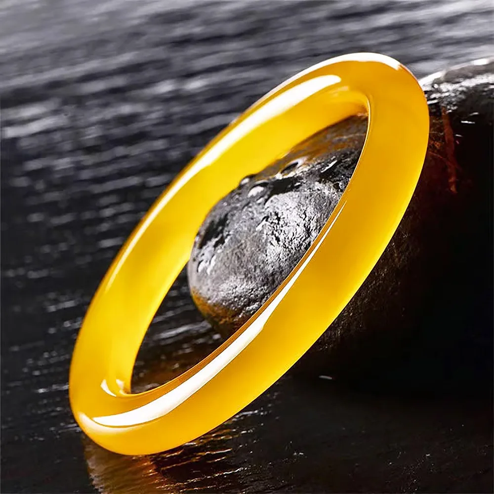 Jade Bracelet Natural Charm Jadeite Yellow Agate Bangle Round Handring For Women Fine Jewelry Holiday Gifts Fashion Accessories