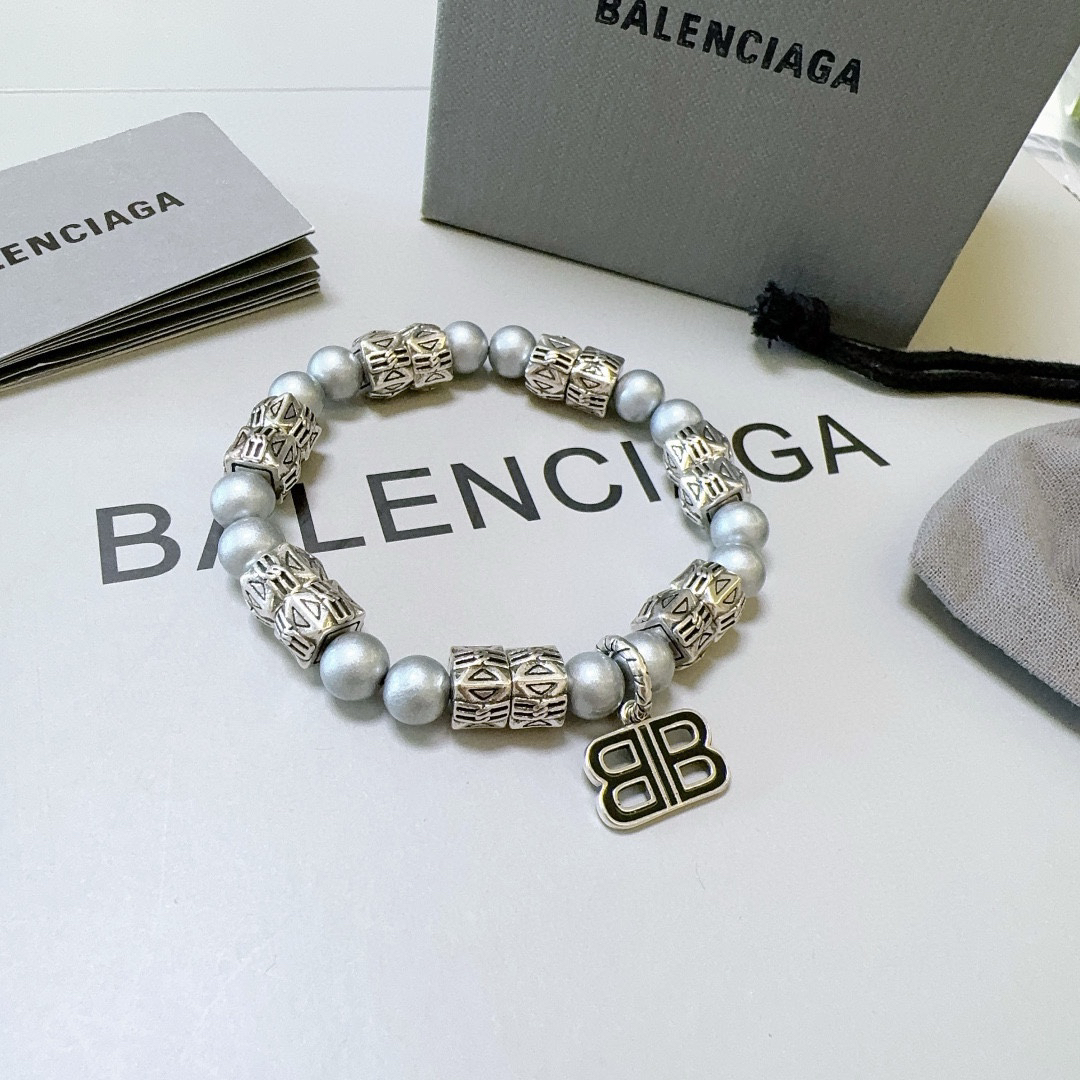 Balenciaga Liquid Metal Silver Pearl Bracelet