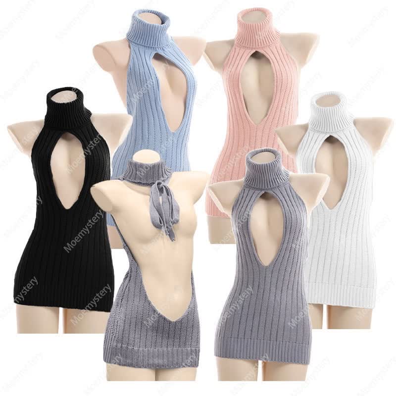 Hollow Out Front Backless Virgin Killer Cosplay Sweater