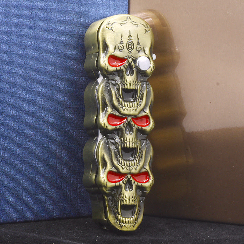 Skull lighter refillable with retractable knife