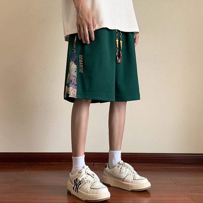 Embroidered casual shorts Oversized sports pants
