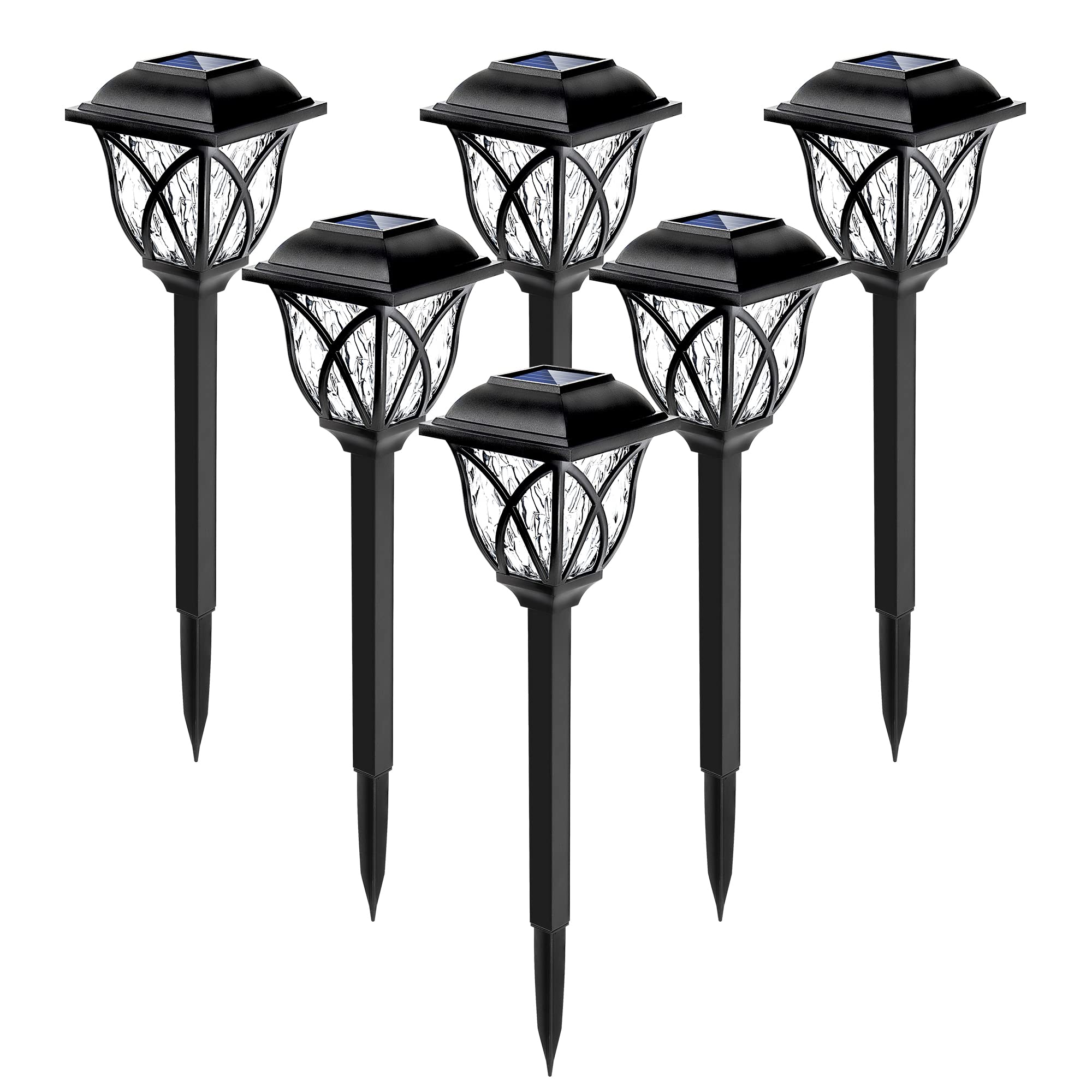 6-Pack Solar Pathway Lights Outdoor, LED Solar Landscape Warm Lights Waterproof Solar Powered Garden Lights For Yard, Patio, Landscape, Walkway