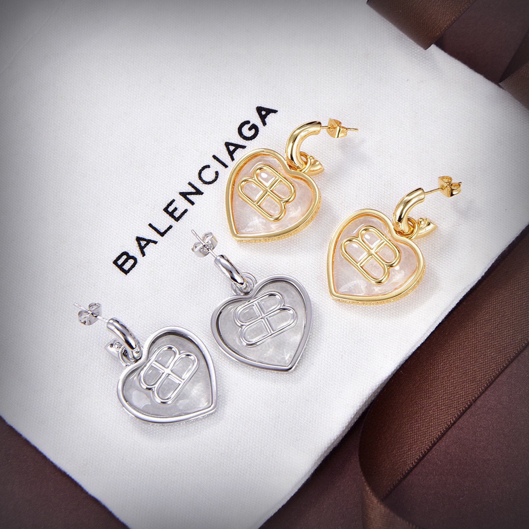 Balenciaga Transparent Baby Heart Earrings