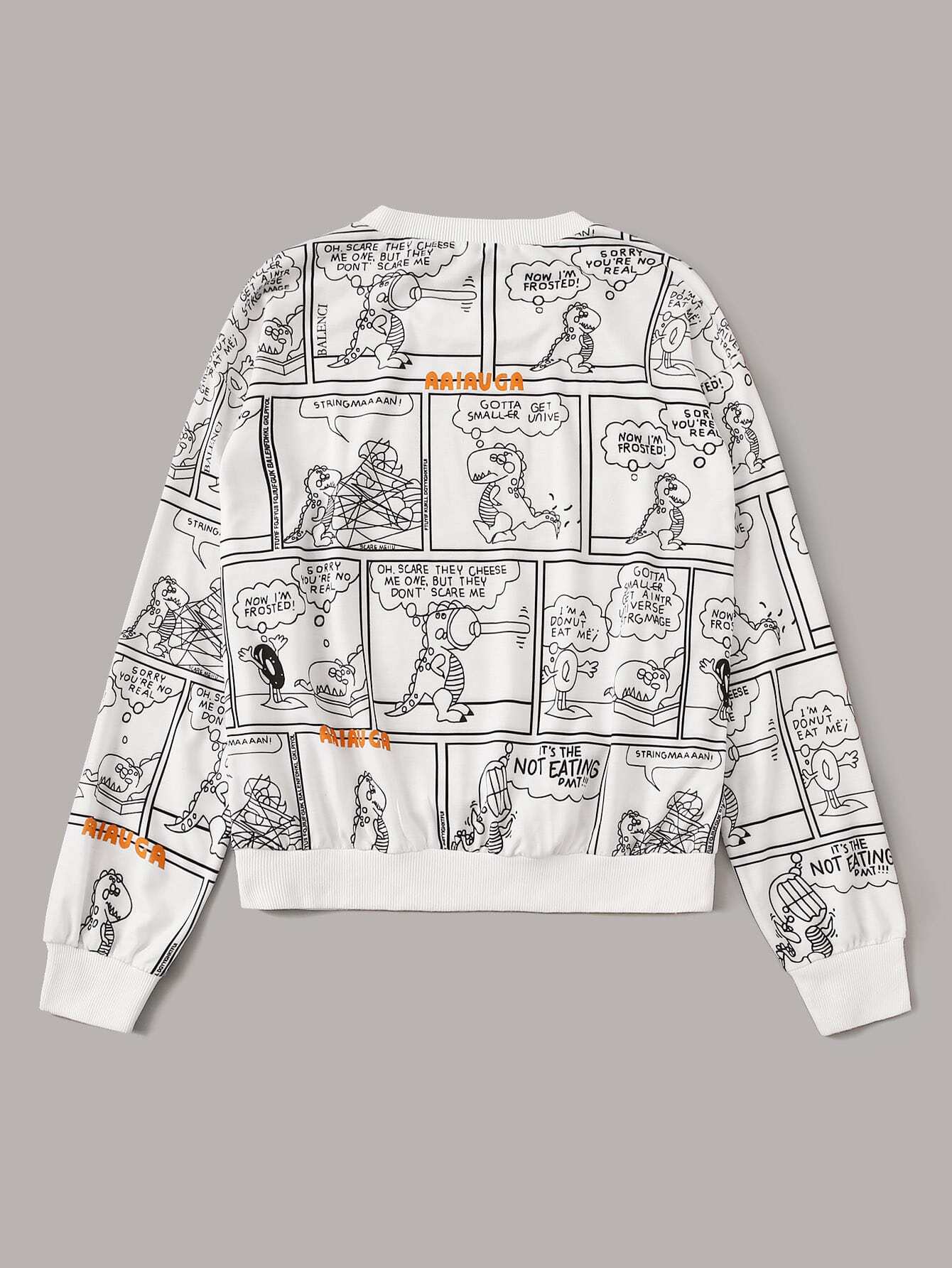 Comic Print Drop Shoulder Sweatshirt