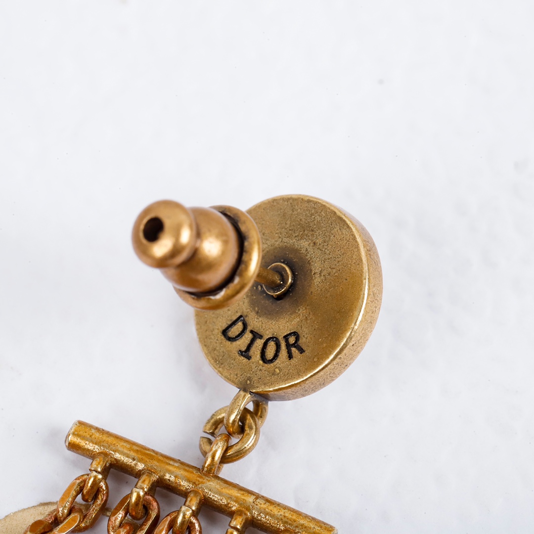 Dior JADIOR letter chain tassel rhinestone earrings