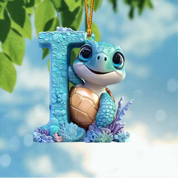 Cute Turtle Letter Shaped Ornament