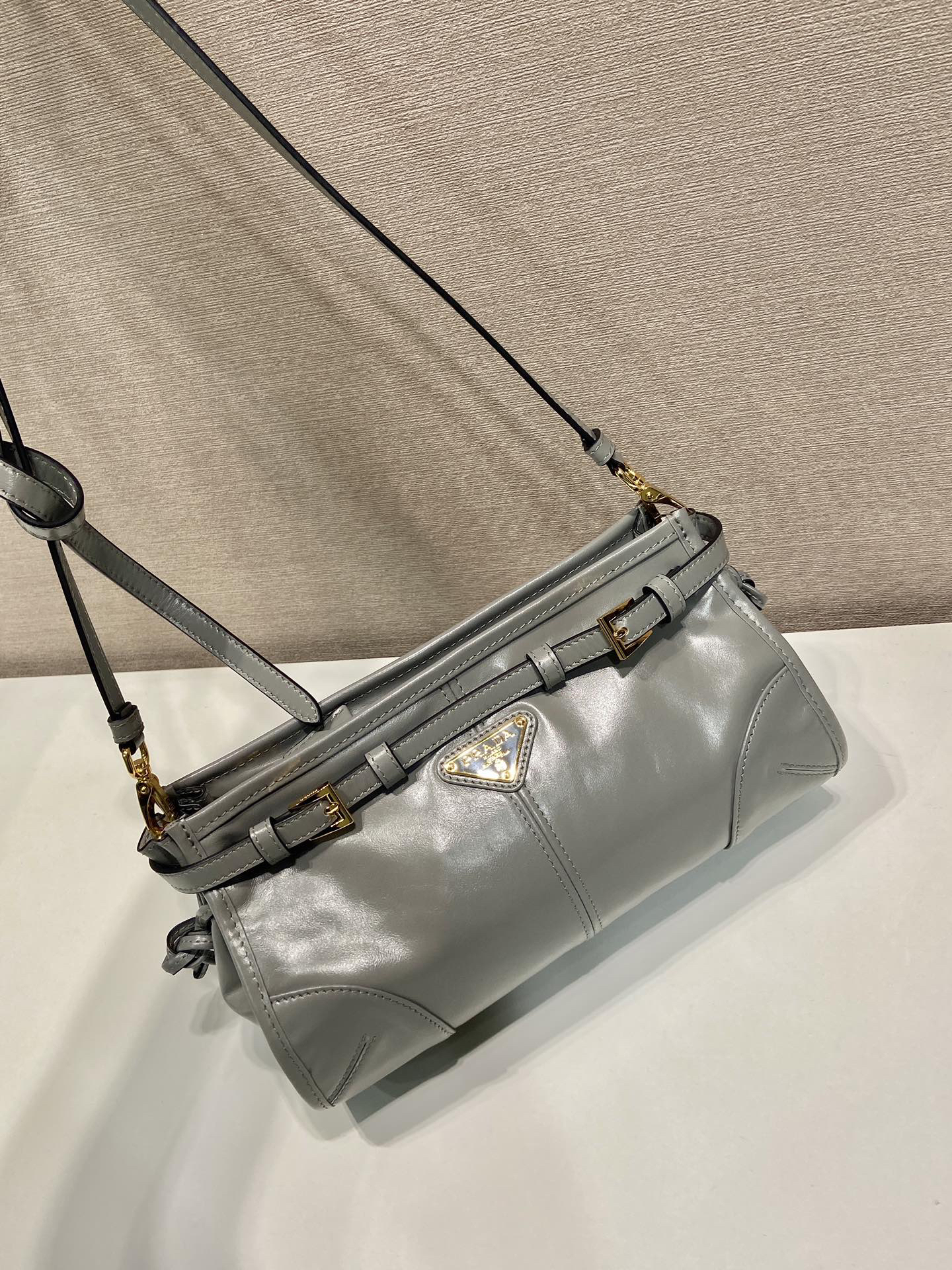 Prada LusSolf Oiled Wax Leather Shoulder Bag 1BA215