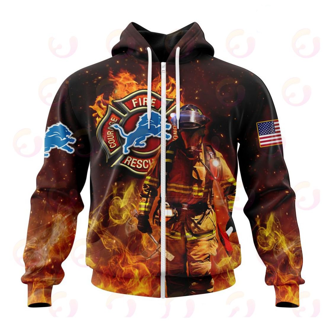 DETROIT LIONS HONOR FIREFIGHTERS – FIRST RESPONDERS 3D HOODIE