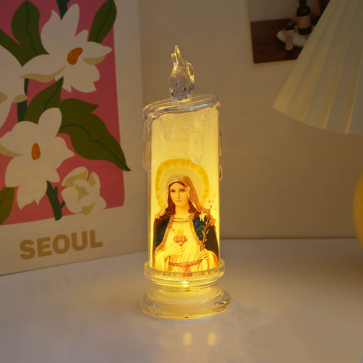 🕯️🕯️LED prayer flameless candles, Jesus saints religious decoration,  Easter gift