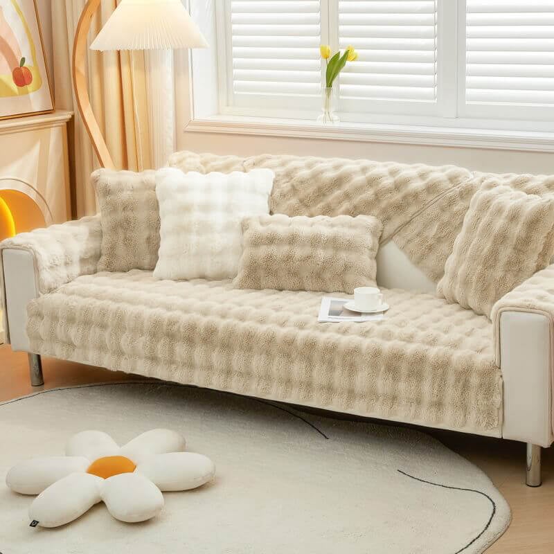 😍Cosy Plush Solid Colour Non-slip Couch Cover