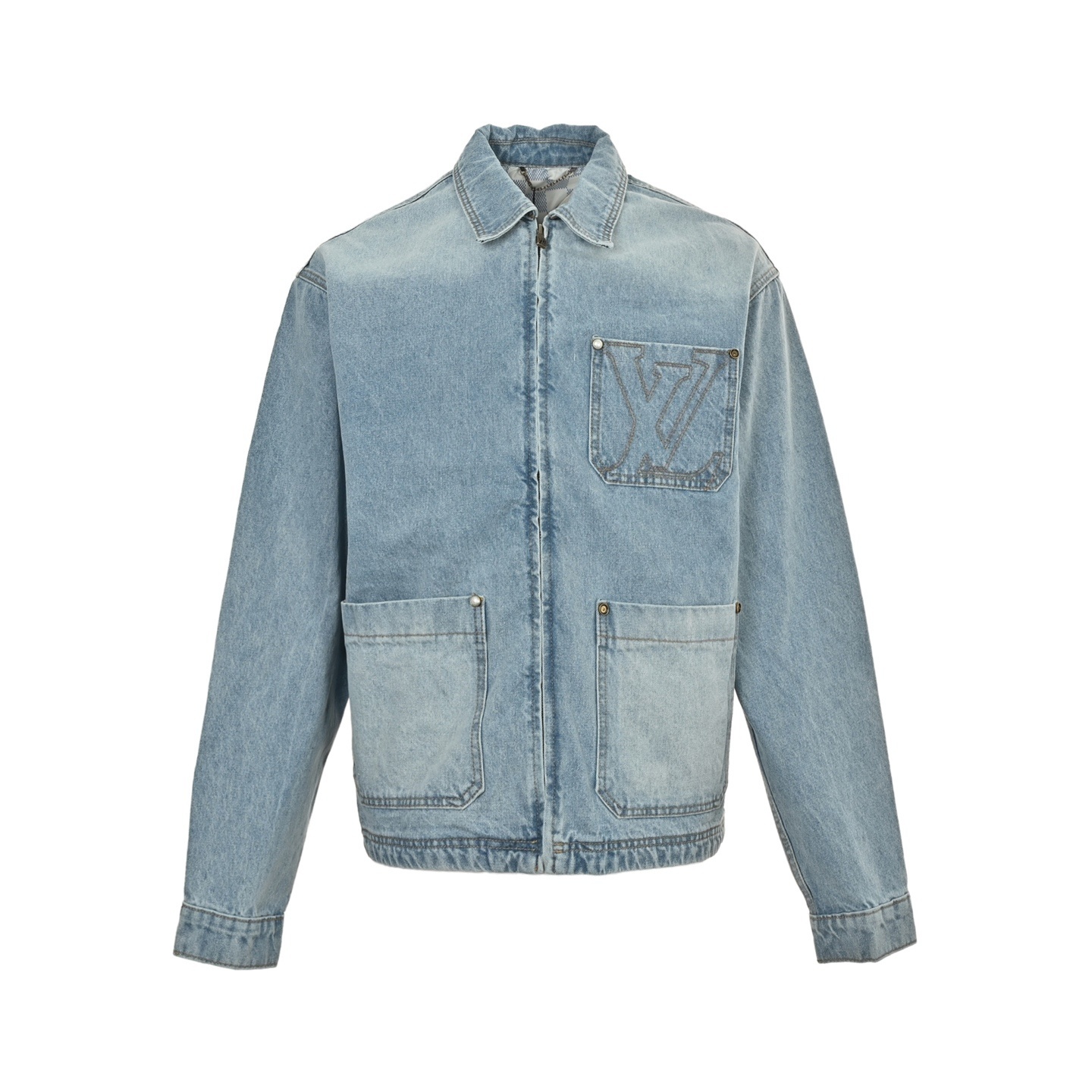 Louis Vuitton 25Fw embroidered pocket denim blue denim jacket