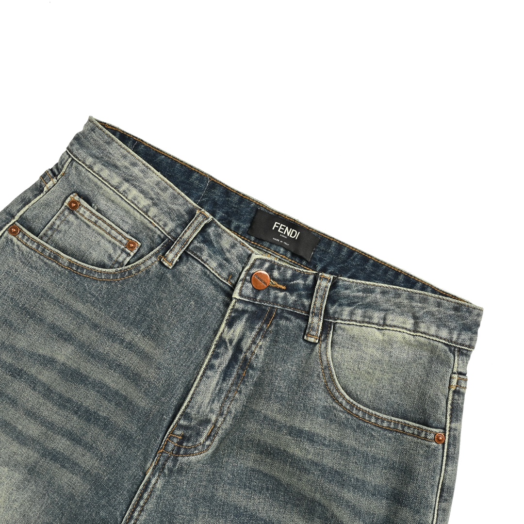 Fendi 24Fw colorful embroidered lettering jeans