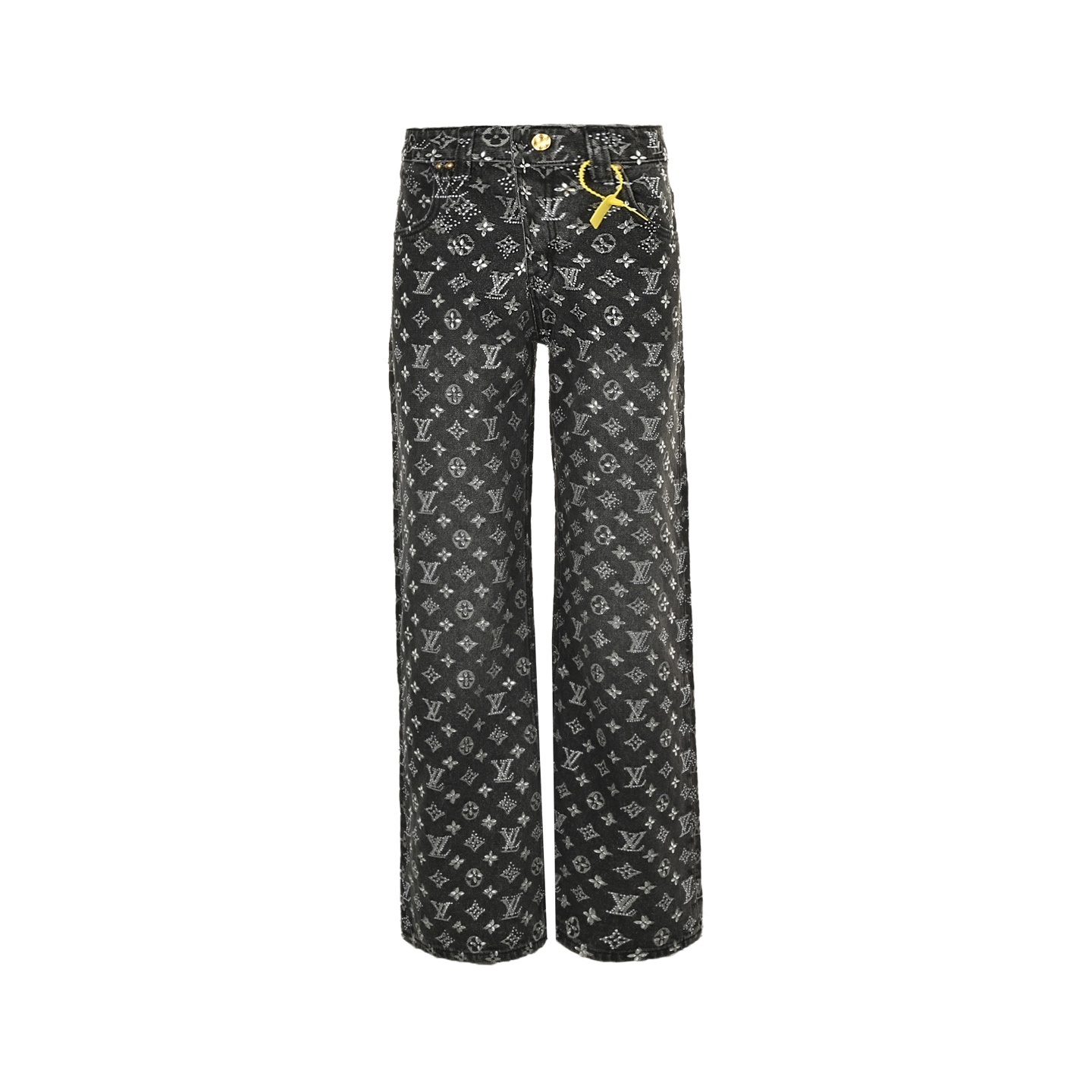 Louis Vuitton 25Fw monogram printed rhinestone jeans