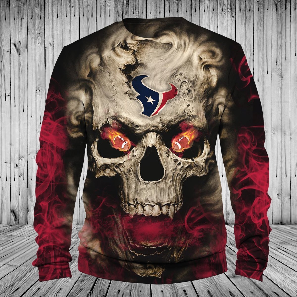 TEXANS 3D HOODIE SKULL54