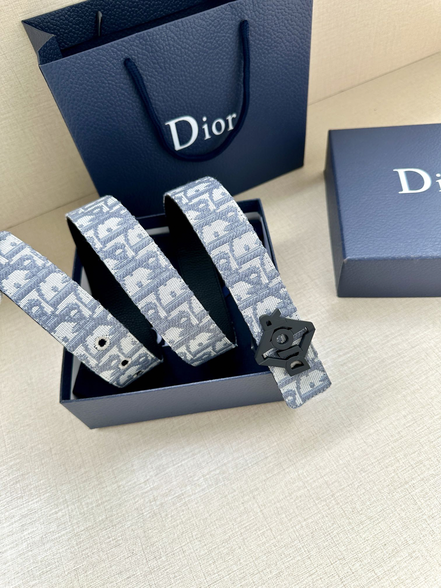 Dior square buckle leather belt 3.5CM wide