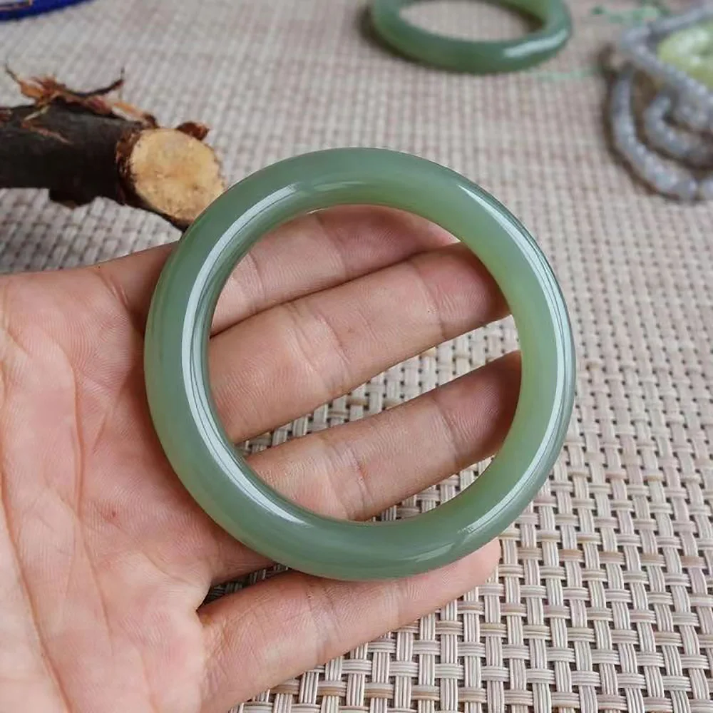 Hotan Jade Bangle Bracelet For Women Natural Green Jade Chalcedony Charm Jadeite Handring Jewelry Accessories Holiday Gifts