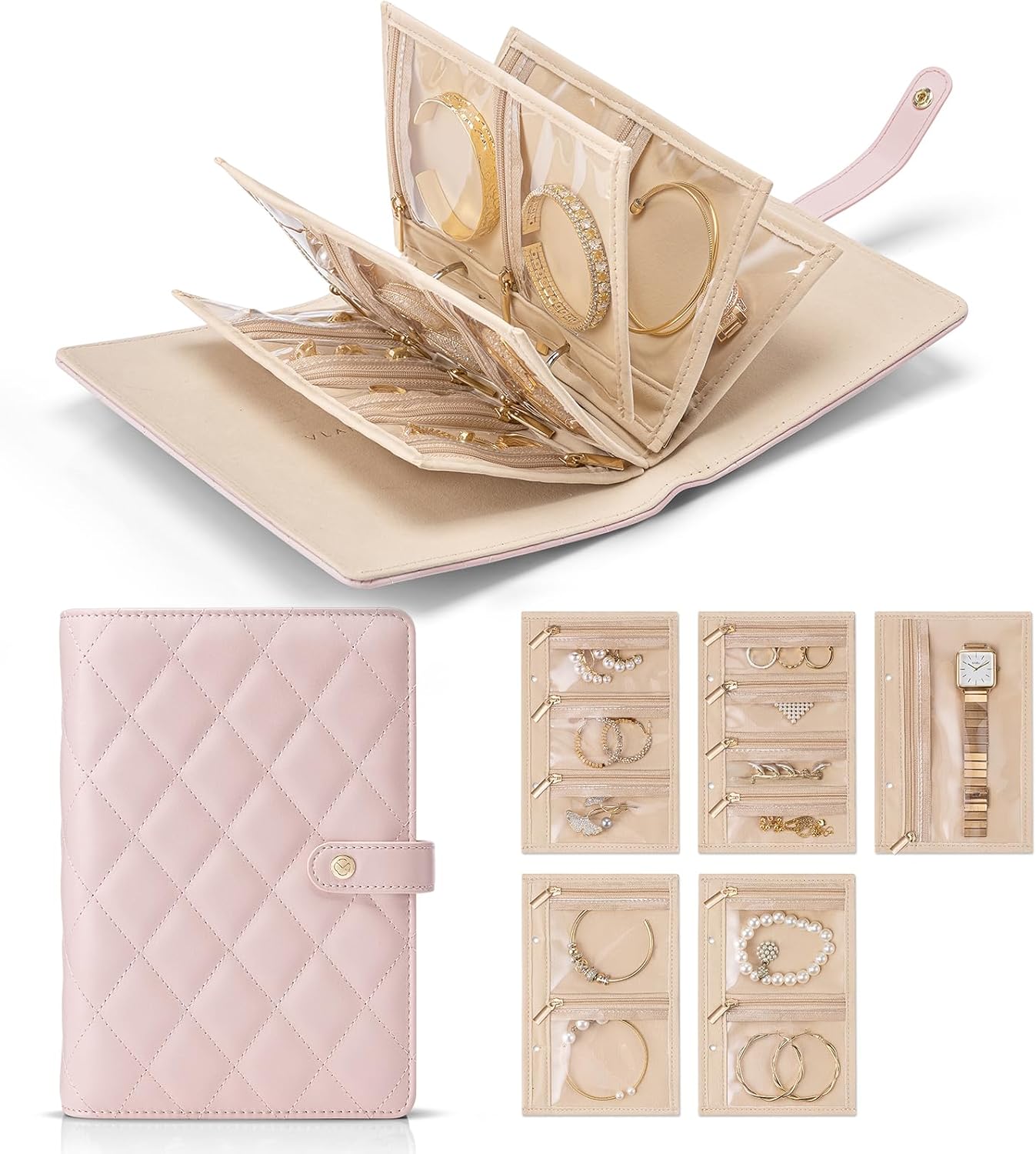 🔥Buy 2 Free Shipping🎁Travel Jewelry Storage Book with 5pcs Ring Binder