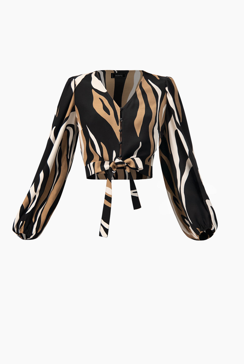 Blusa estampada de manga tipo farol
