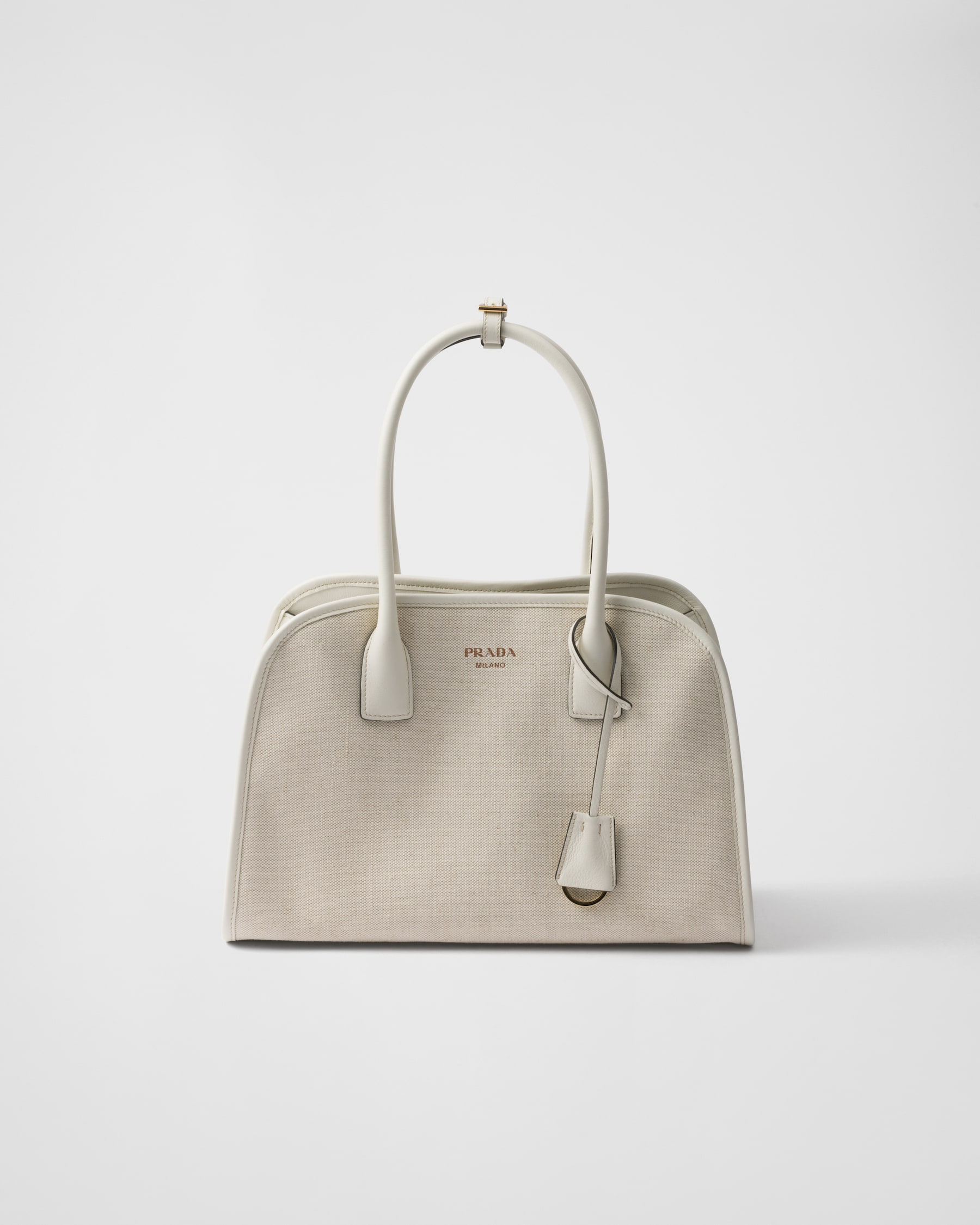 Prada medium linen-blend and leather tote1BG572_2HJA_F0I55_V_OOZ