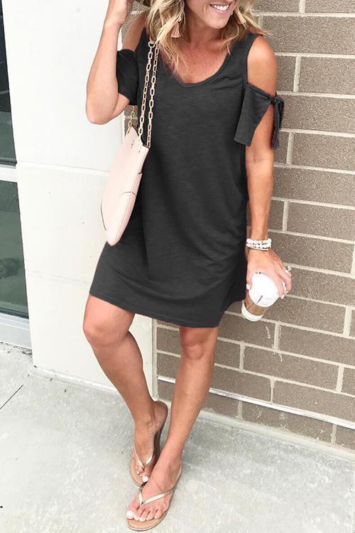 Heididress V Neck Cold Shoulder Casual Dress