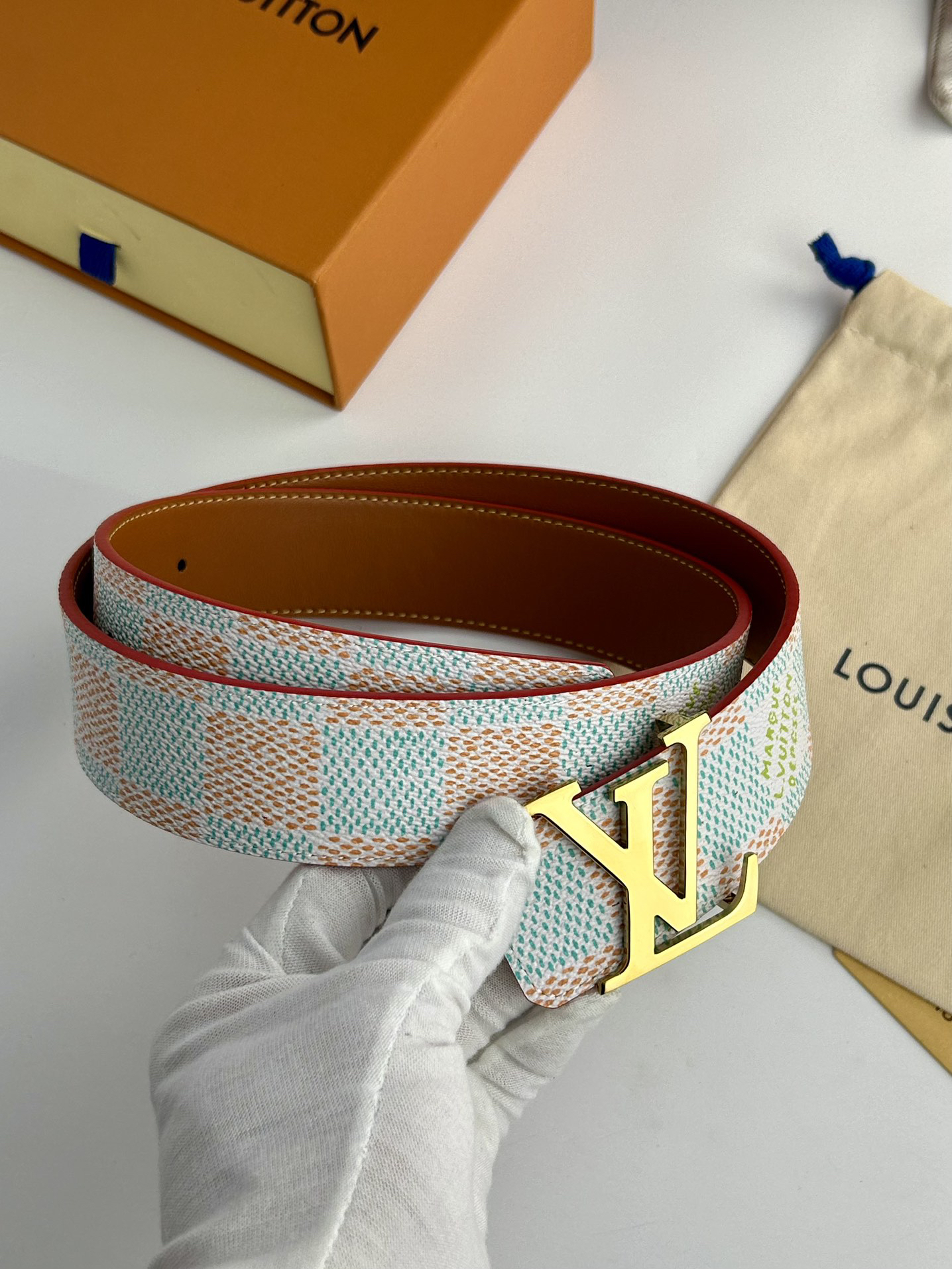 Louis Vuitton printed double-sided cowhide men's belt, 4CM wide