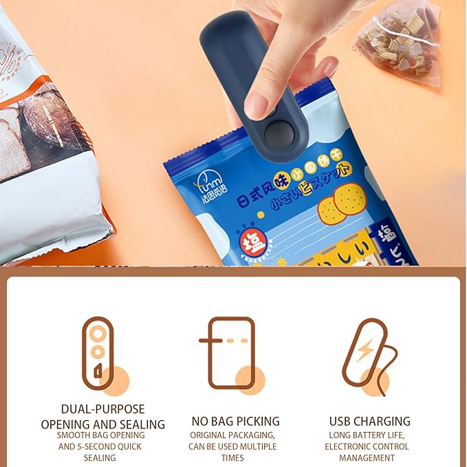 Mini 2-in-1 Rechargeable Magnetic Snack Sealer Household Mini Sealing Machine