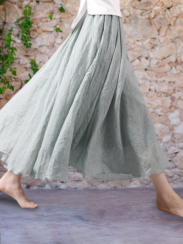 Comfy Cotton & Linen Flowy Wide Skirt