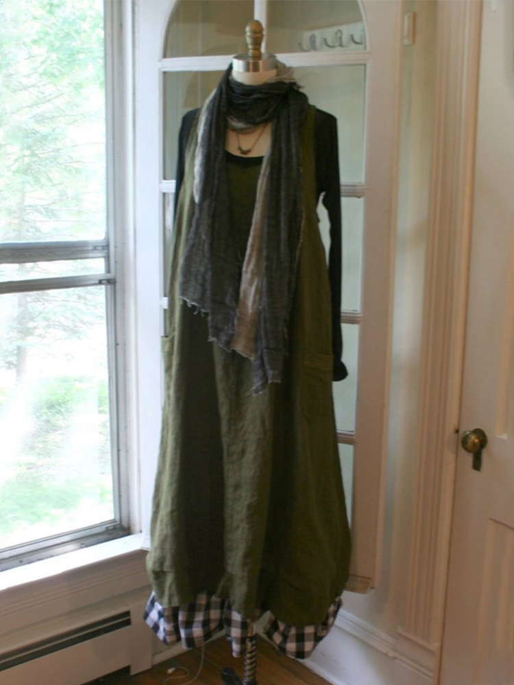 Loose Fit Sleeveless Dress With Pockets