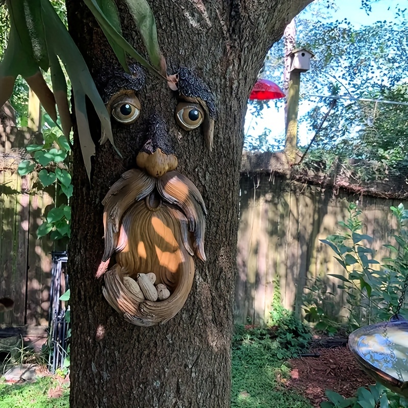 1pc, Resin Tree Face Bird Feeder, Outdoor Tree Hugger Sculpture Wild Life Bird Feeder, Whimsical Garden Decoration, Home Decor, Holiday Decor, Outdoor Decor, Yard Decor, Garden Decor, Summer Decor