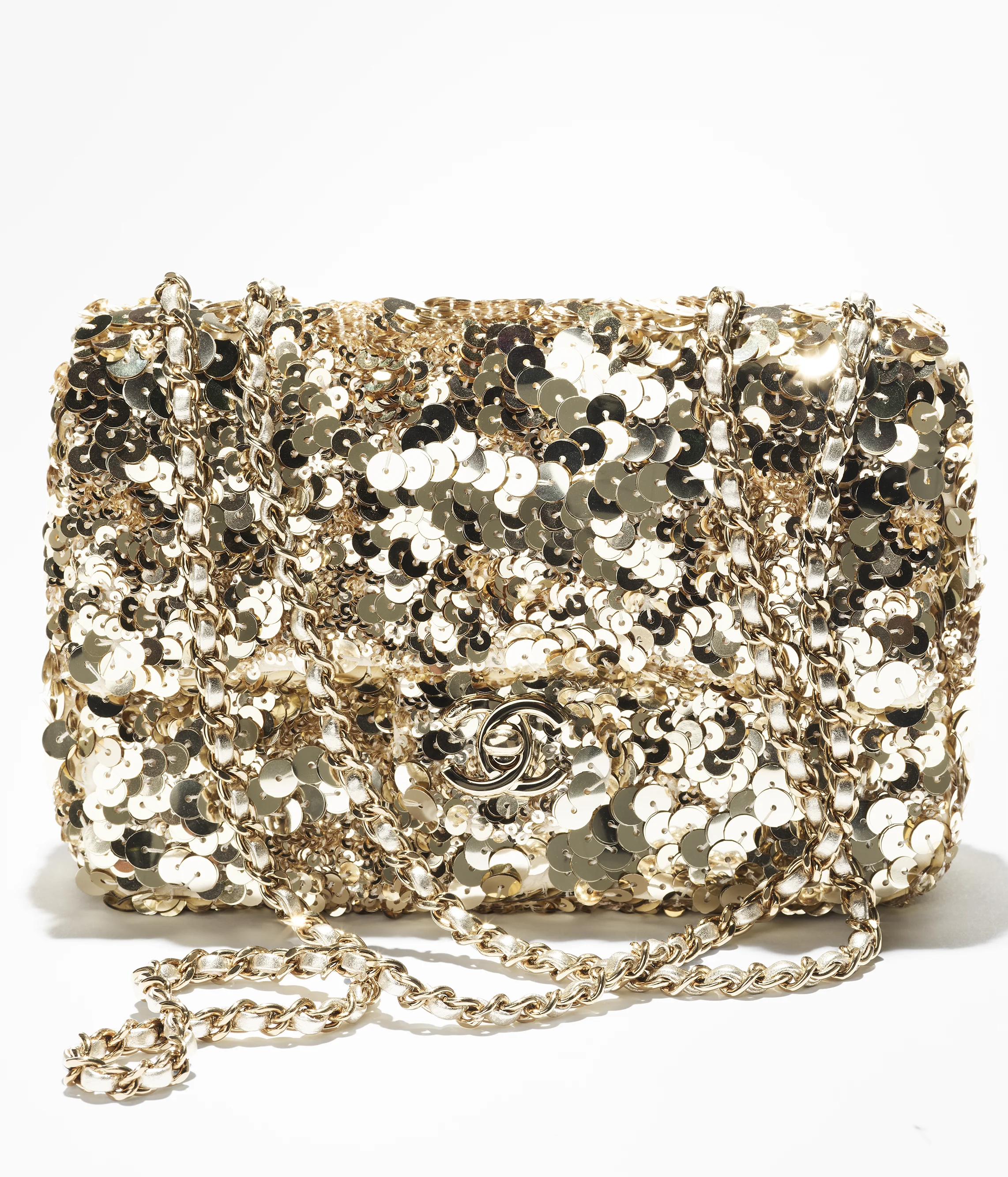 Chanel Flap Bag Sequins & Gold-Tone Metal Gold AS4561-B19174-NACYC