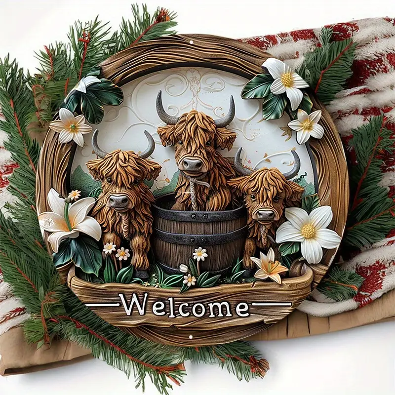 Charming Highland Cows & Lilies 12X12