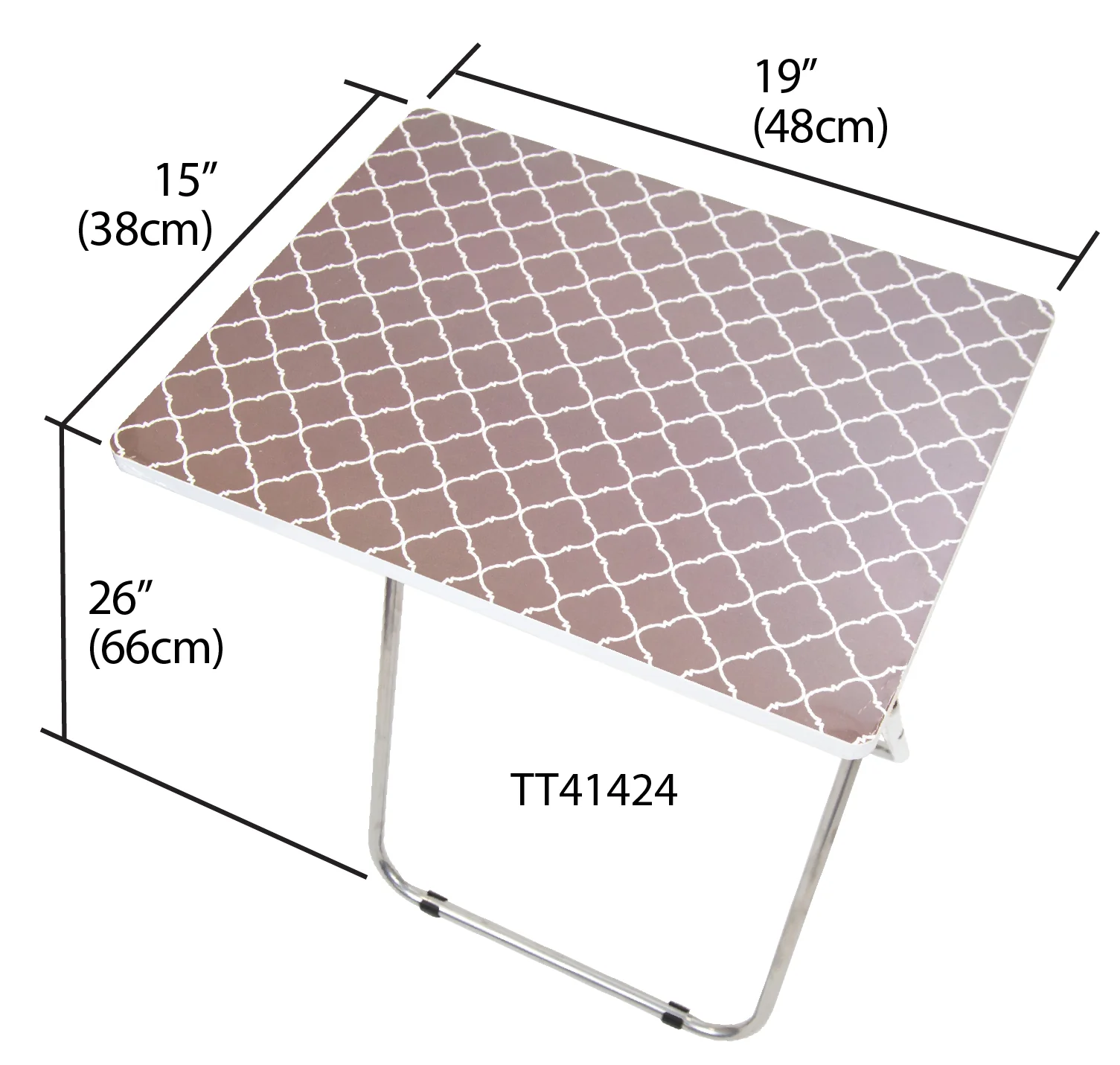 Home Basics Multi-Purpose Folding Table, Lattice Gray, 15x19x25.5 Inches