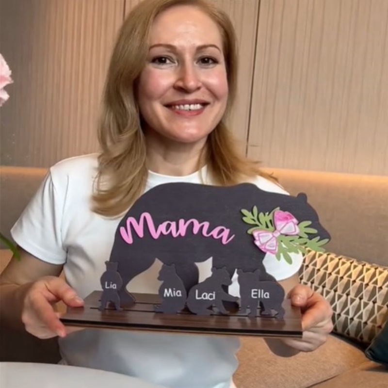 Handmade Mama Bear and Baby Bear Decorating Wooden Plaque