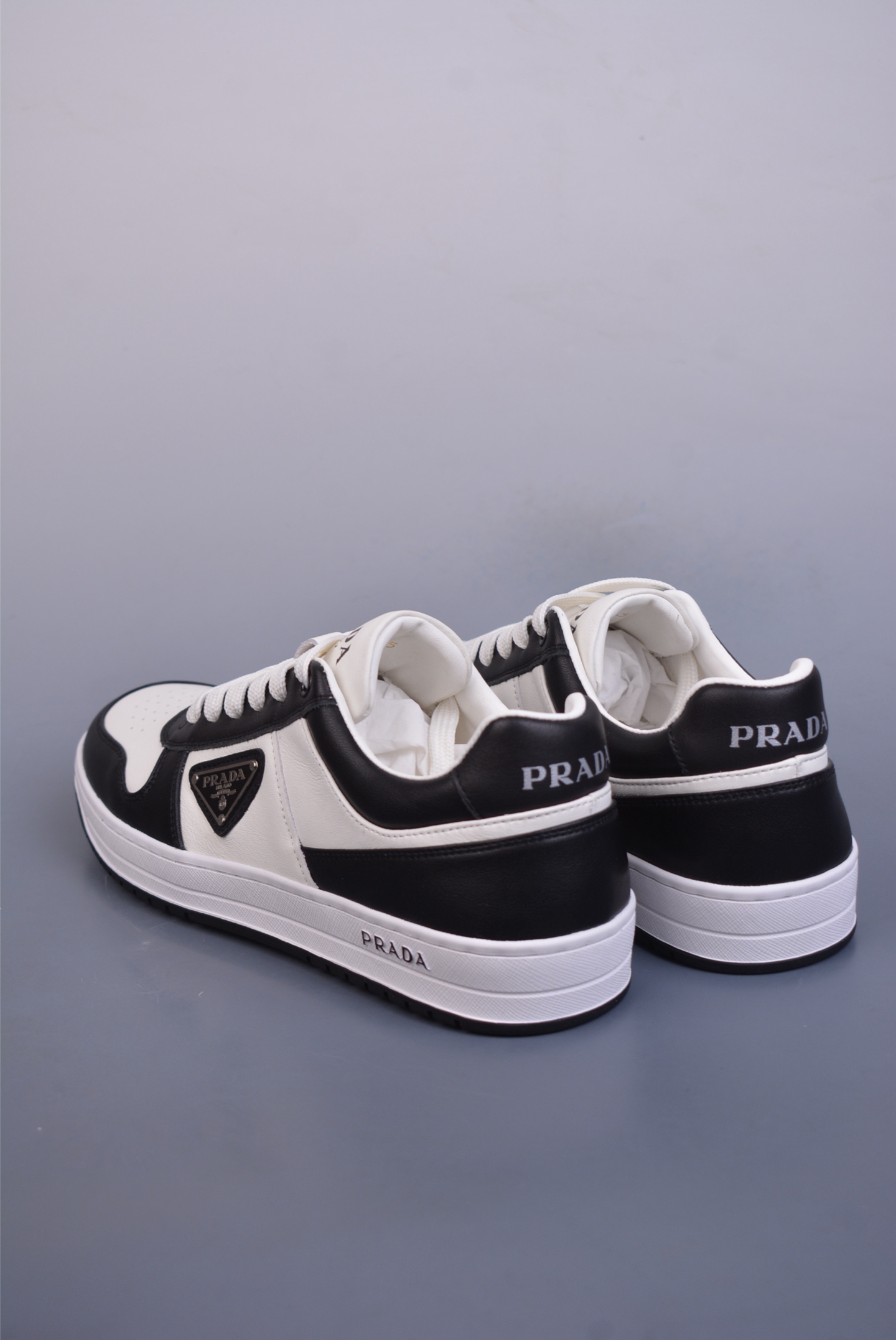 Prada low-top sneakers black and white COGNAC