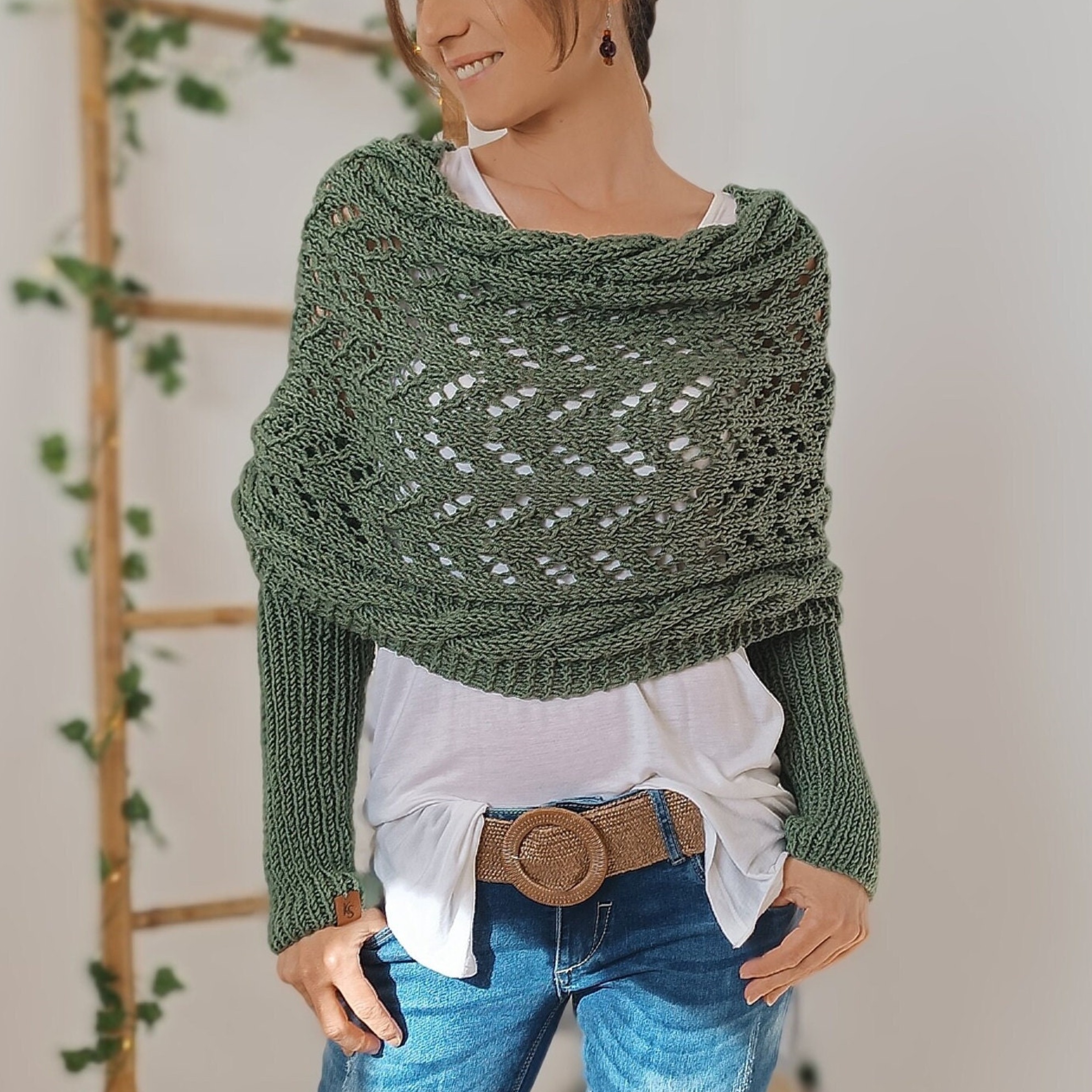 ON SALE🔥Scarf With Sleeves, Knitted Cable Wrap