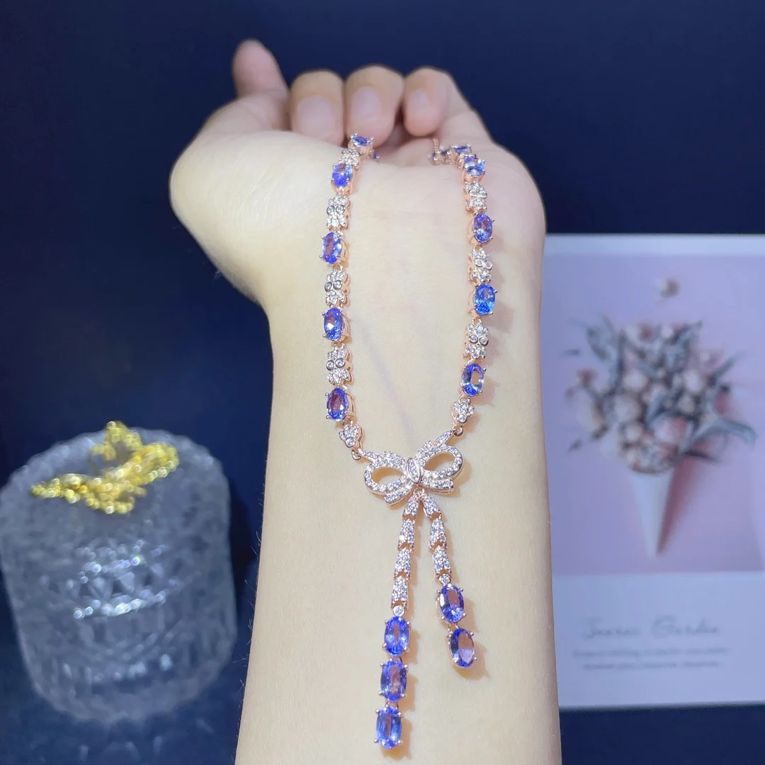 Women's Tanzanite Necklace Pendant 925 Sterling Silver Women's Necklace Gemstone Jewelry Certified Gemstone Free shipping