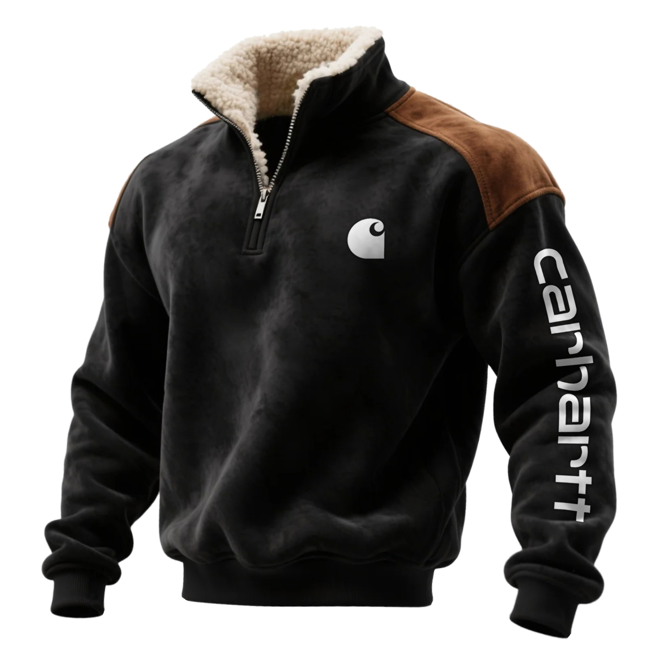 Winter-Ready Half-Zip Pullover with Contrast Shoulder Panels