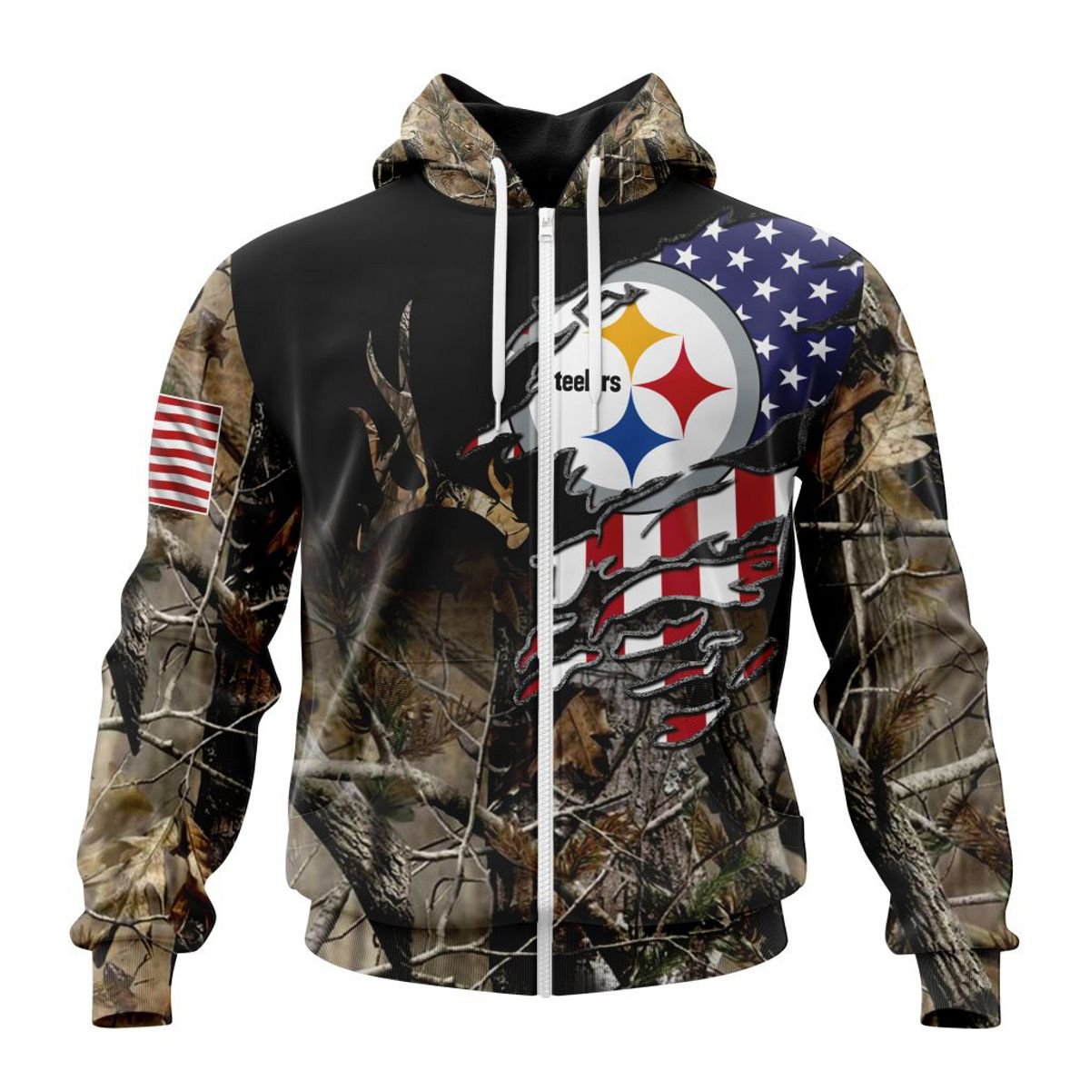 PITTSBURGH STEELERS 3D HOODIE CAMO REALTREE HUNTING