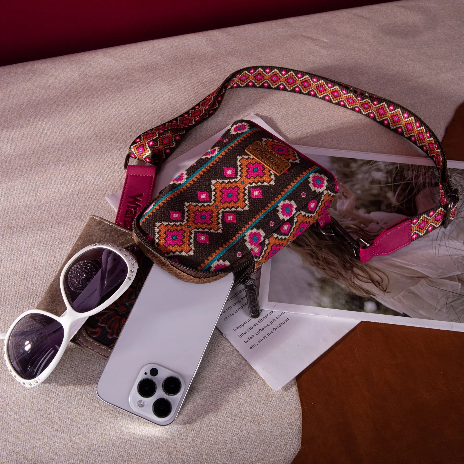 Southwestern Print Canvas Crossbody/Sling/Chest Bag