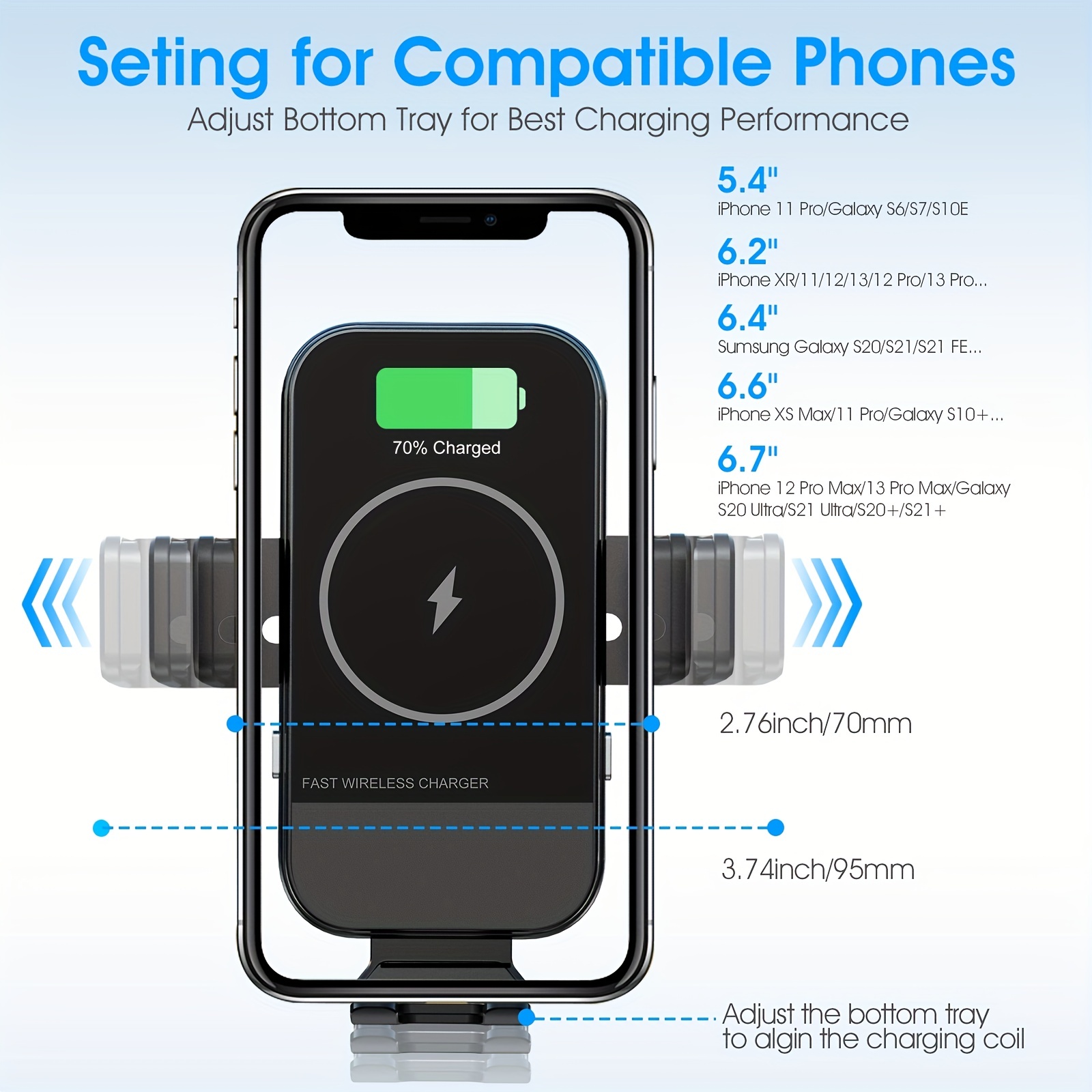 Wireless Car Charger, 15W Qi Fast Charging Auto Clamping Car Charger Phone Mount, Windshield Dashboard Air Vent Phone Holder, For IPhone 14/13/12/11/X, Samsung Galaxy S22+/S21/S10/Note 20 Car Accessories,   Perfect Gift For Christmas Birthday