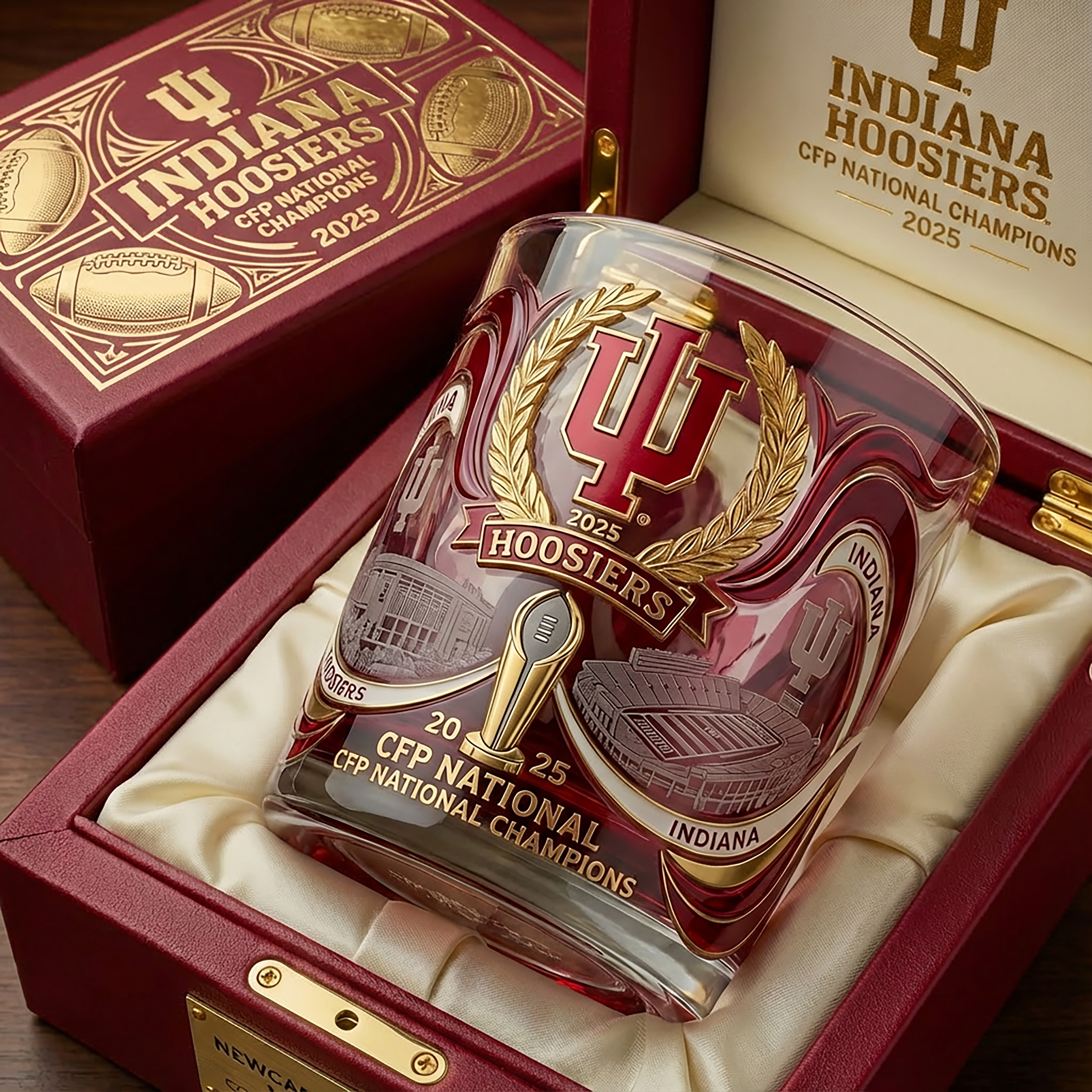 Indiana Hoosiers CFP National Champions 2025 Commemorative Whiskey Glass