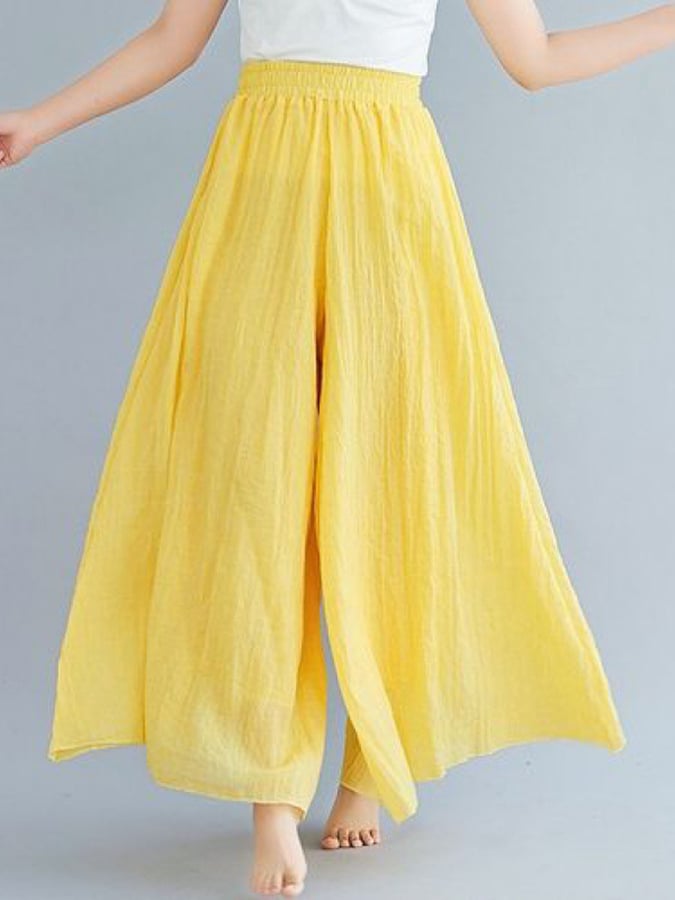 Cotton Linen High Waist Retro Swing Culottes
