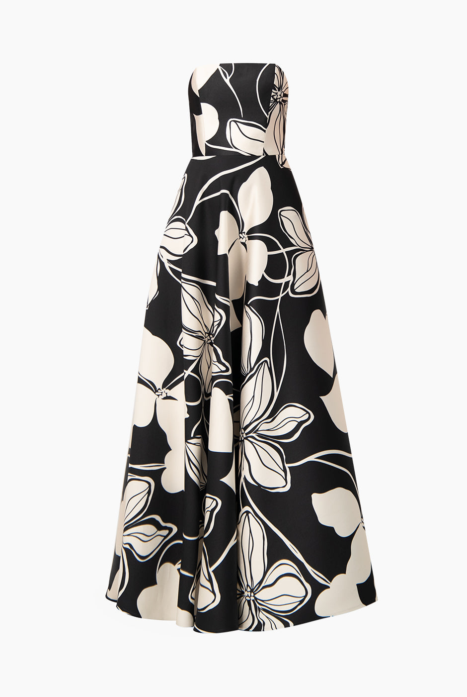 Vestido strapless con estampado floral