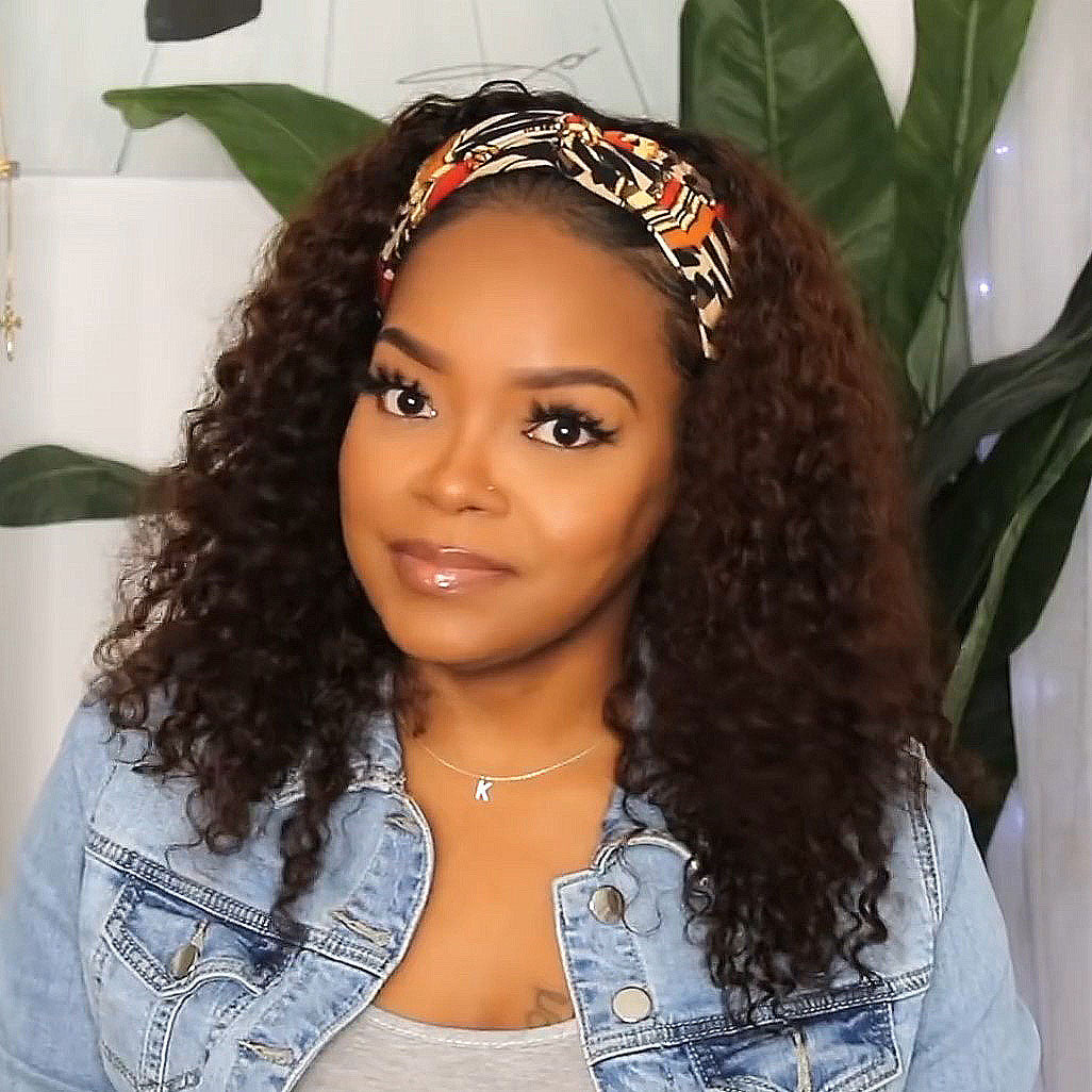 Natural Curly Handmade Hair Headband Wig | Free Random Style Headband