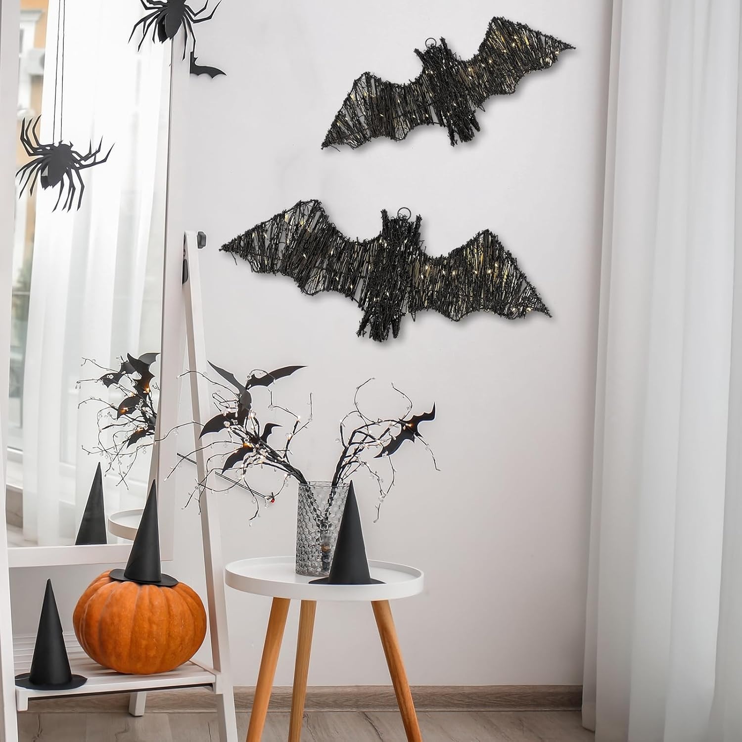 ⚡Flash Sale⚡Hanging wicker bats with LED lights