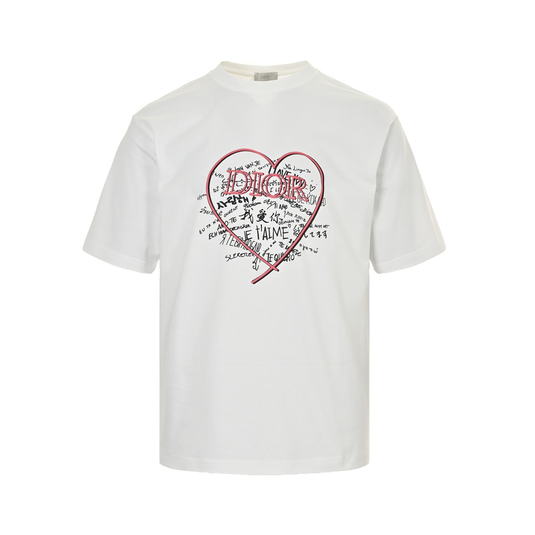 Dior 24ss Valentine's Day heart print short sleeves