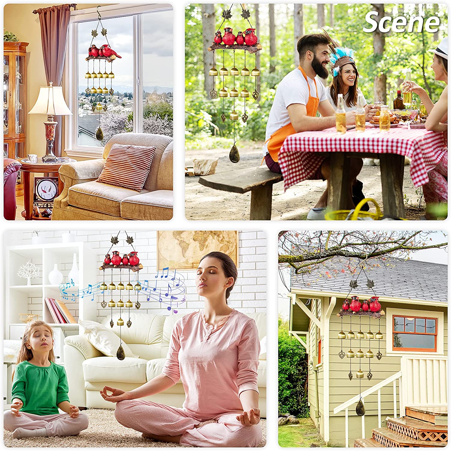 🔥(Last Day Promotion-50% OFF)🔥Gardenvy Cardinal Wind Chime for Garden, Backyard, Church, Red-BUY 2 FREE SHIPPING