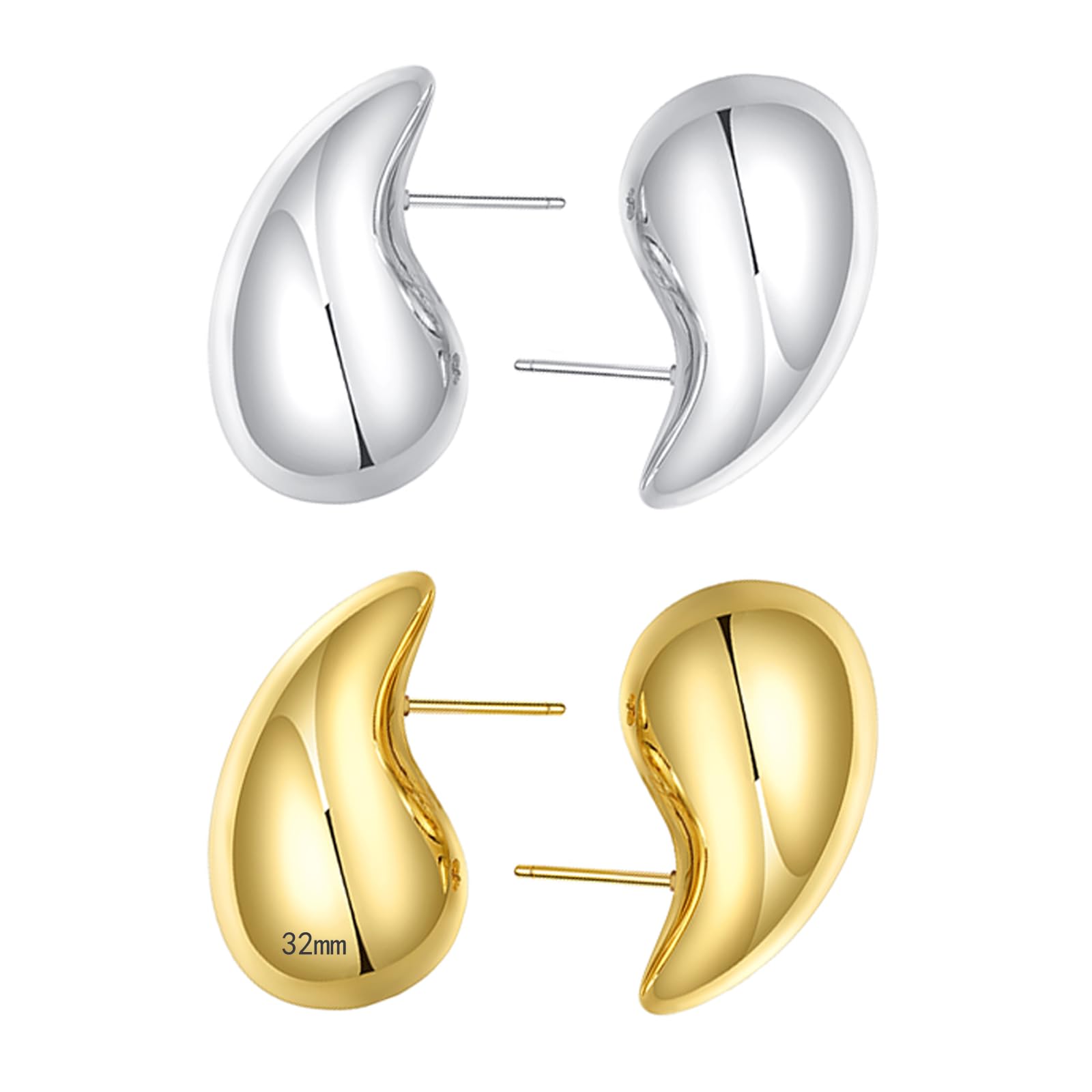 🔥Last Day 50% OFF🔥25/32/47mm Chunky Gold Hoop Earrings for Women | Lightweight Tear Drop Earrings
