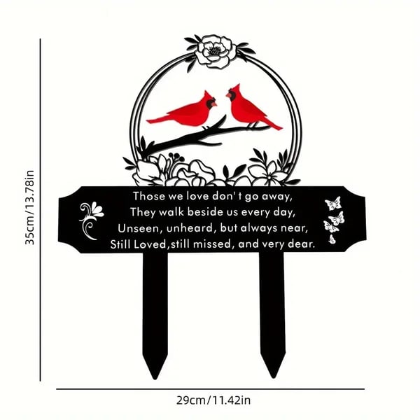 🐦 Metal Cardinal Cemetery Memorial Stake